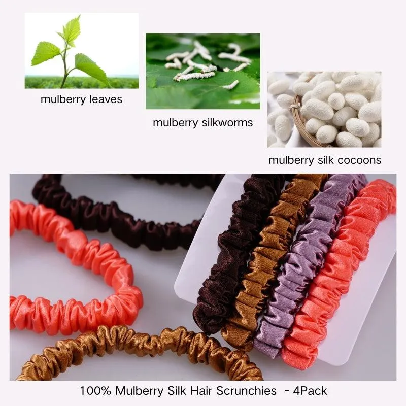 4 Pack Skinny Silk Hair Ties - Flourish - dropshipping