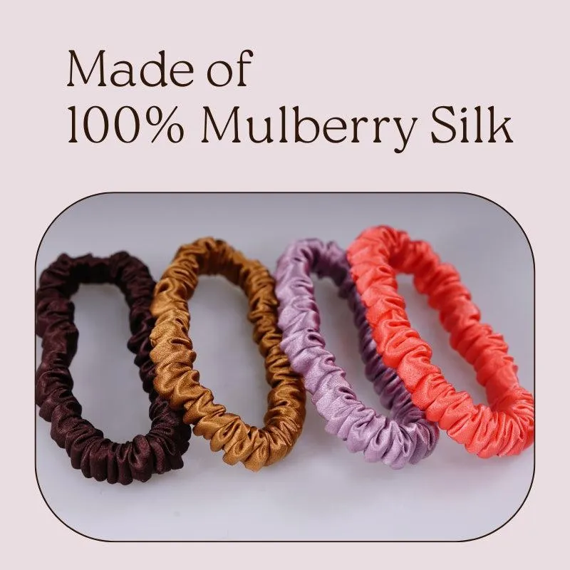 4 Pack Skinny Silk Hair Ties - Flourish - dropshipping