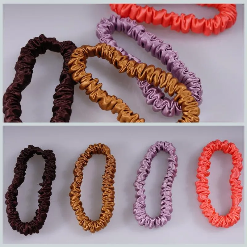 4 Pack Skinny Silk Hair Ties - Flourish - dropshipping