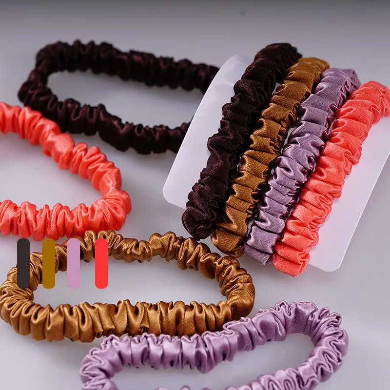 4 Pack Skinny Silk Hair Ties - Flourish - dropshipping