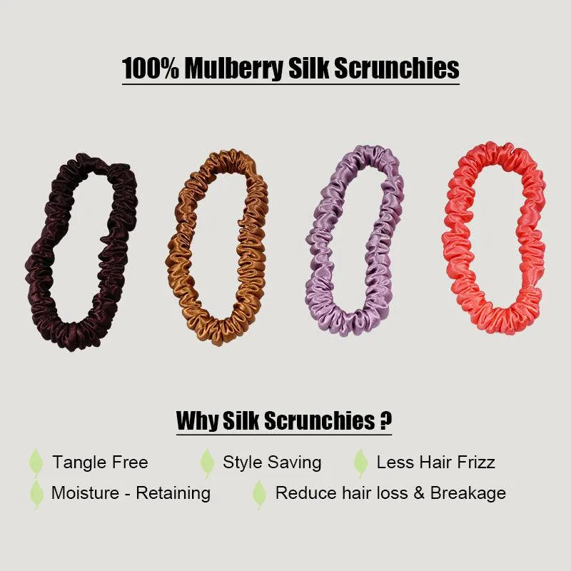 4 Pack Skinny Silk Hair Ties - Flourish - dropshipping