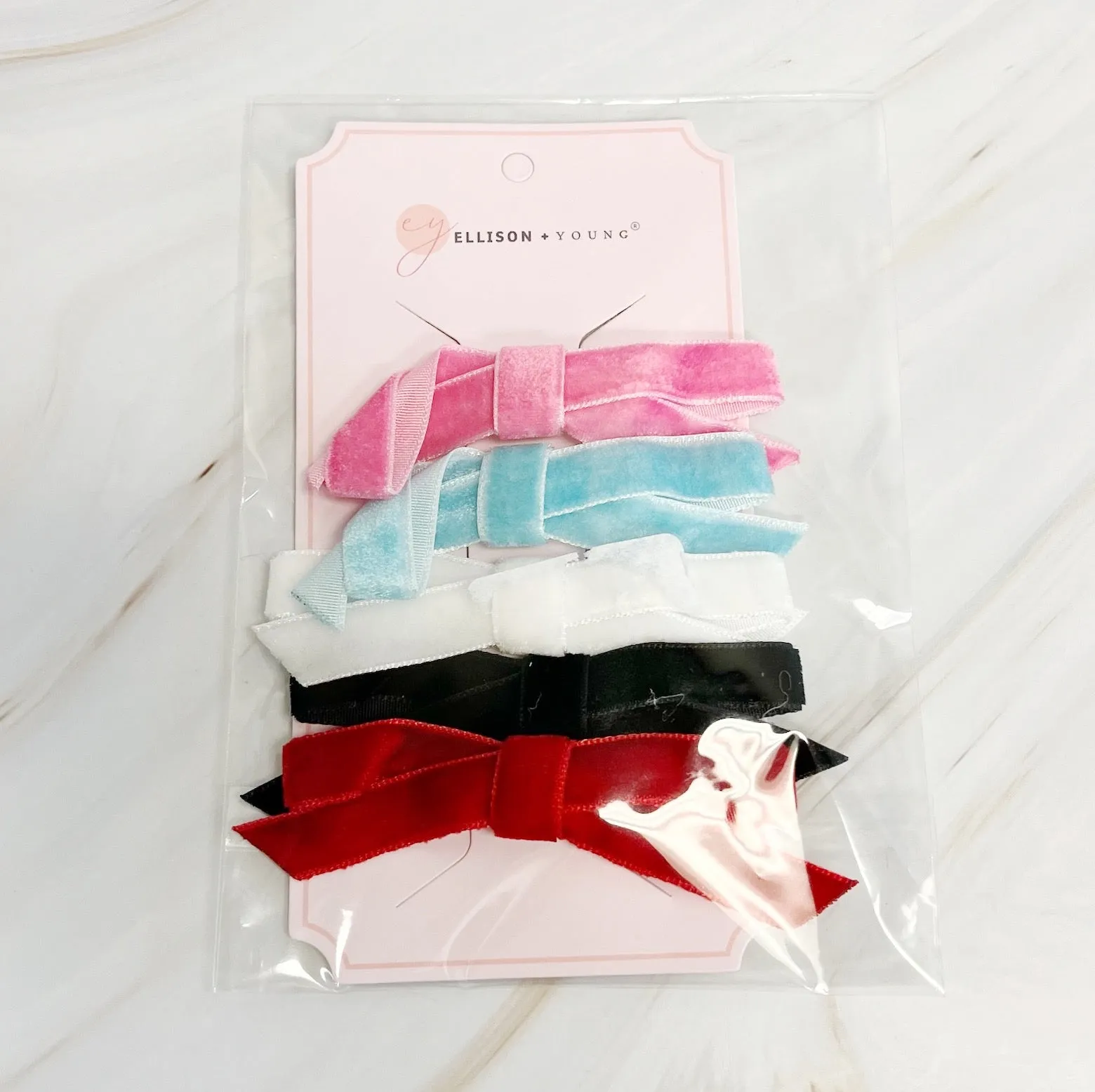 Adorable Velvet Bow Hair Clip Set Of 5
