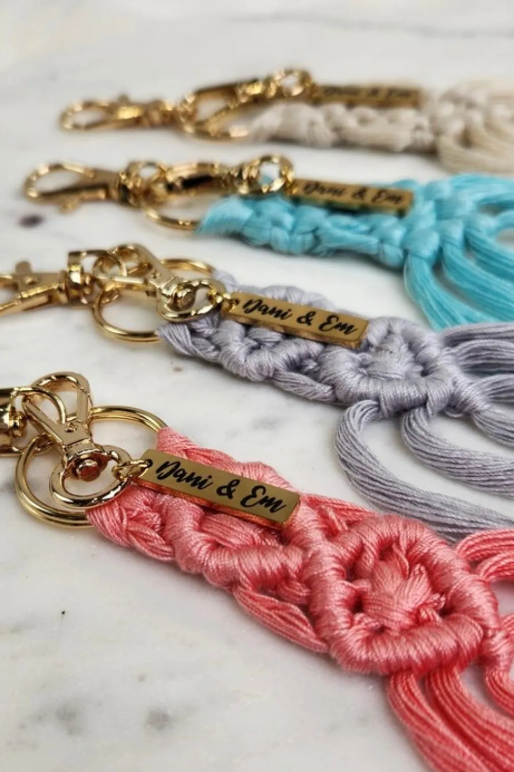Dani Macrame Keychain Accessory- Teal