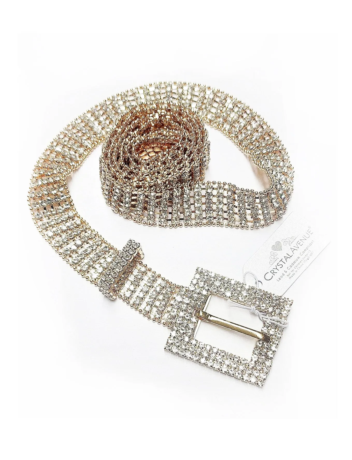 Dazzling Rhinestone Belt w/Square Buckle