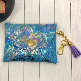 Genuine Leather Blue Oil Spill ID Wallet Mask Holder