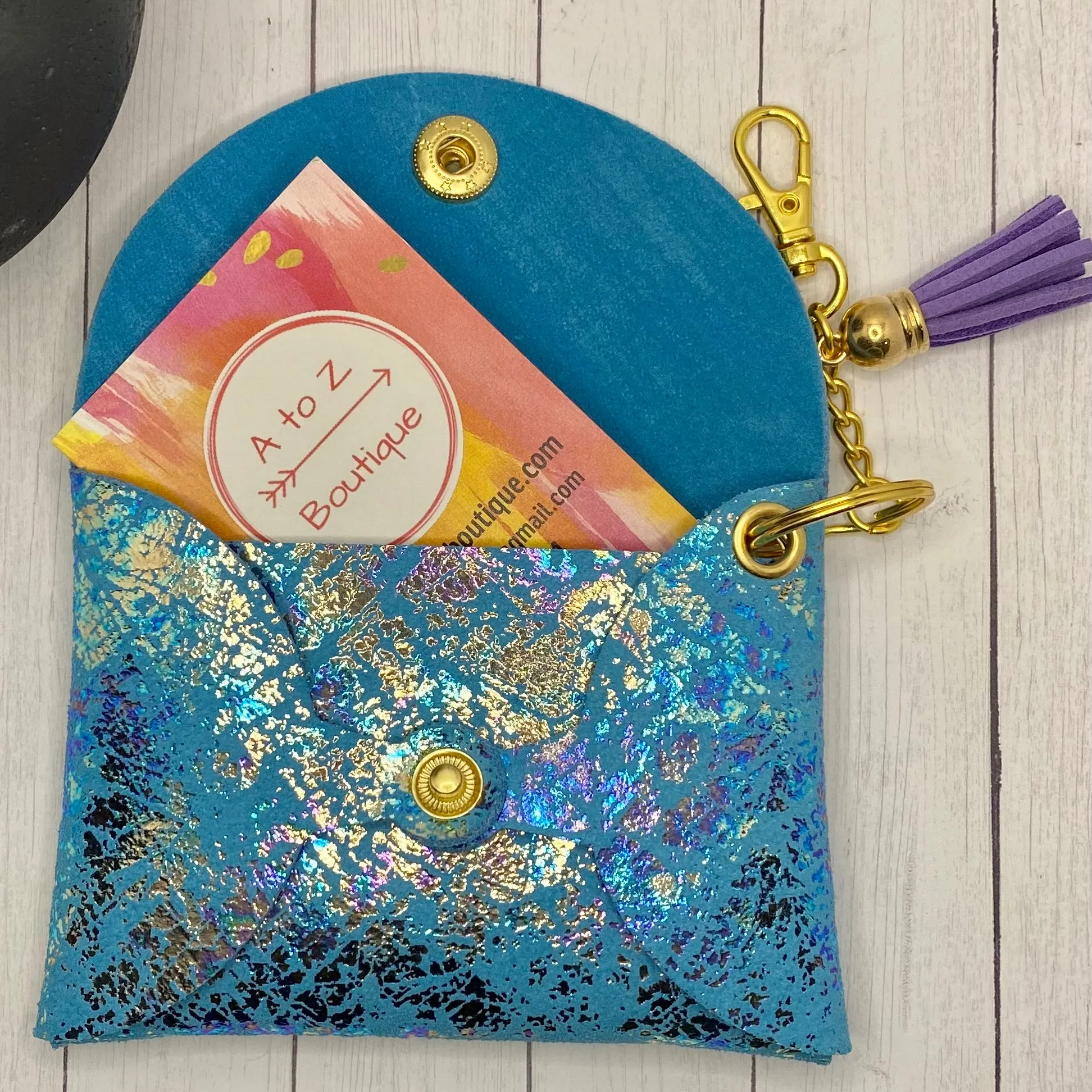 Genuine Leather Blue Oil Spill ID Wallet Mask Holder