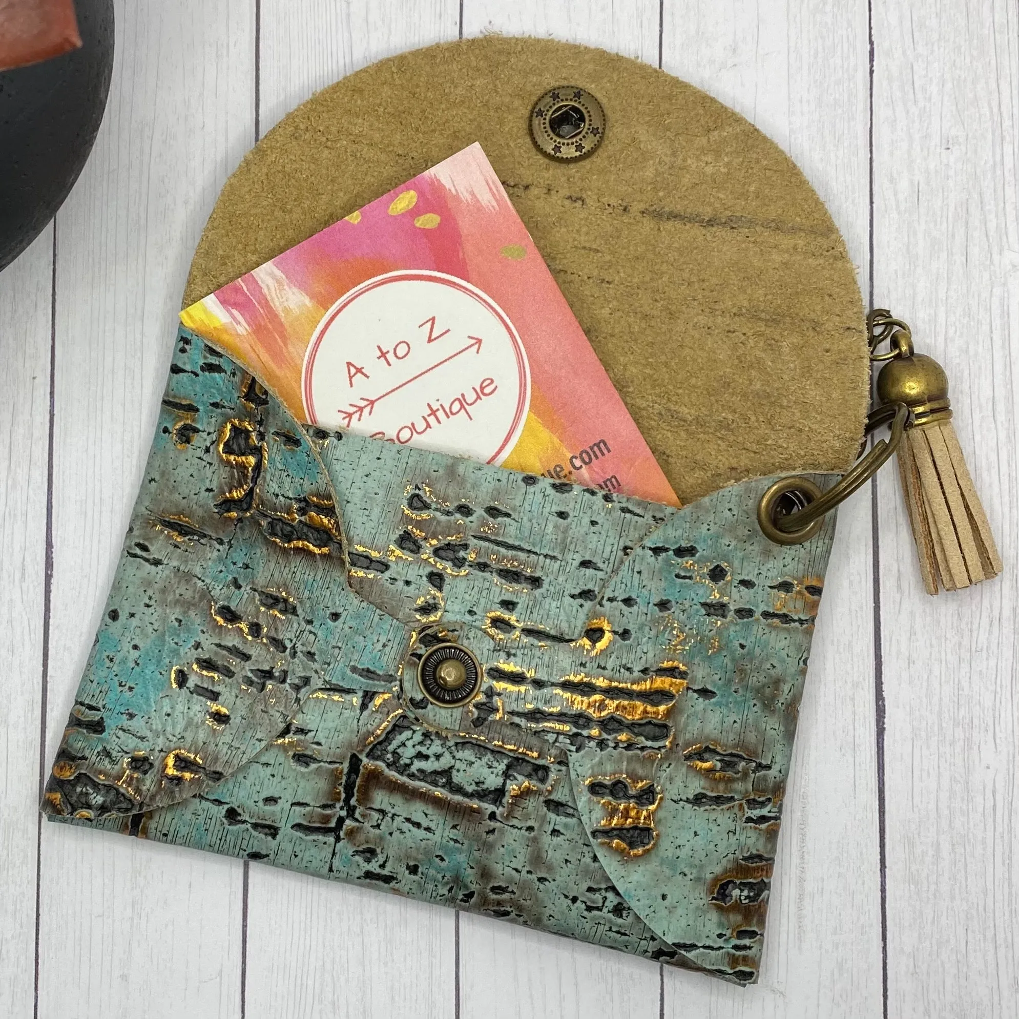 Genuine Leather Teal Birchwood ID Wallet Mask Holder