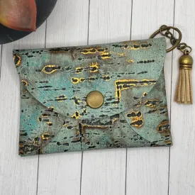 Genuine Leather Teal Birchwood ID Wallet Mask Holder