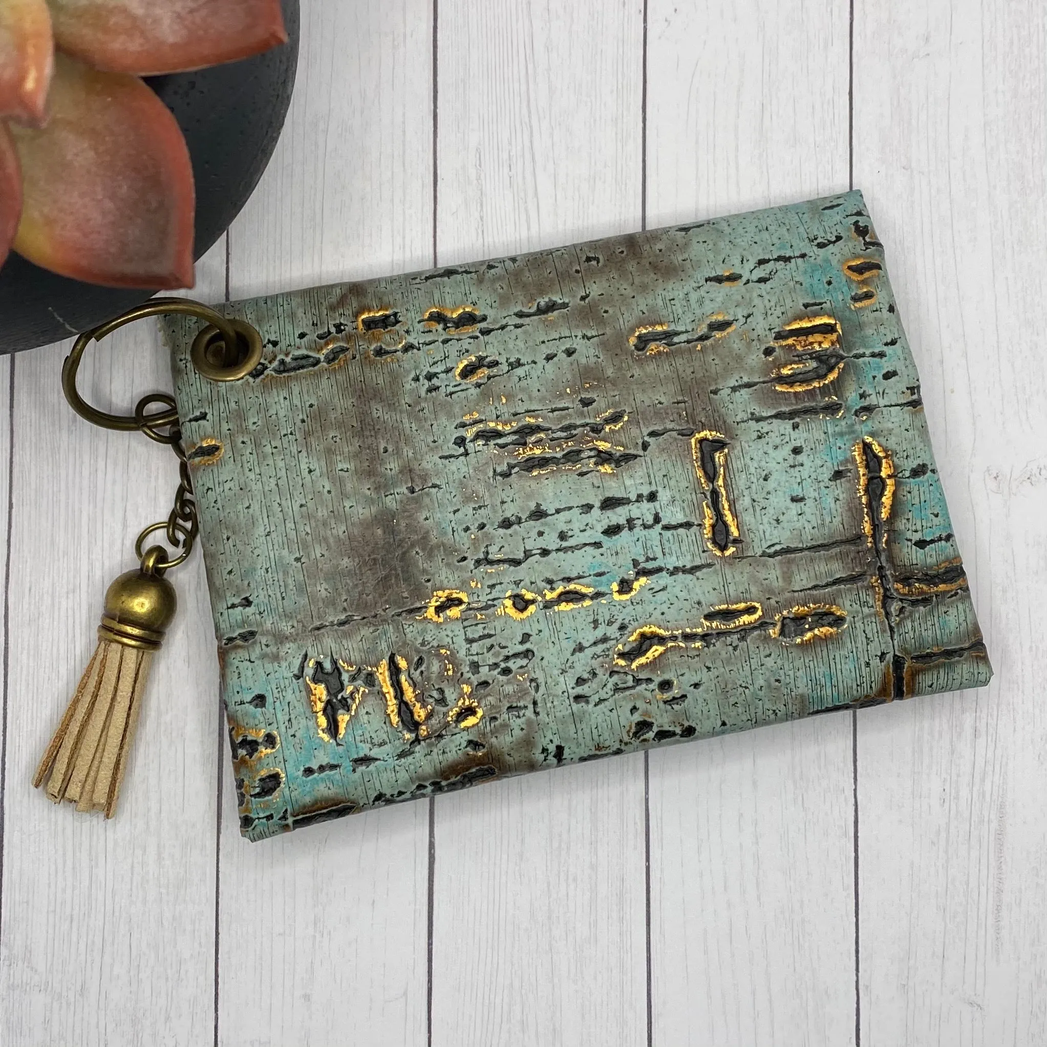 Genuine Leather Teal Birchwood ID Wallet Mask Holder