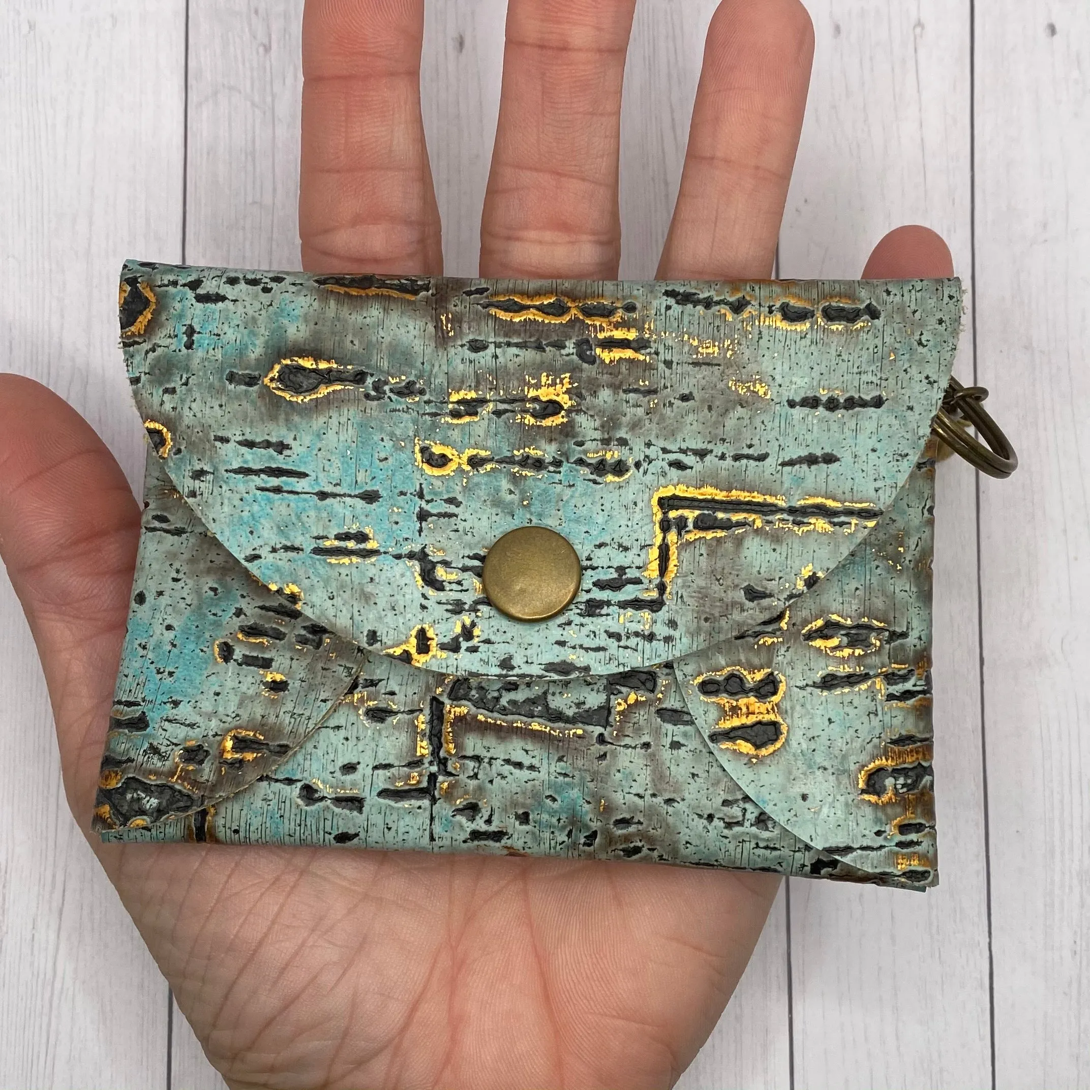 Genuine Leather Teal Birchwood ID Wallet Mask Holder