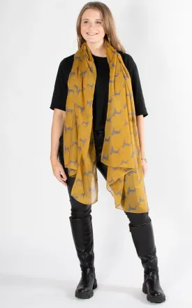 Gun Dog Print Scarf | Mustard & Grey