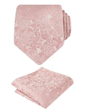 Men's 3.15inches Floral Printed Necktie with Handkerchief Set, 125