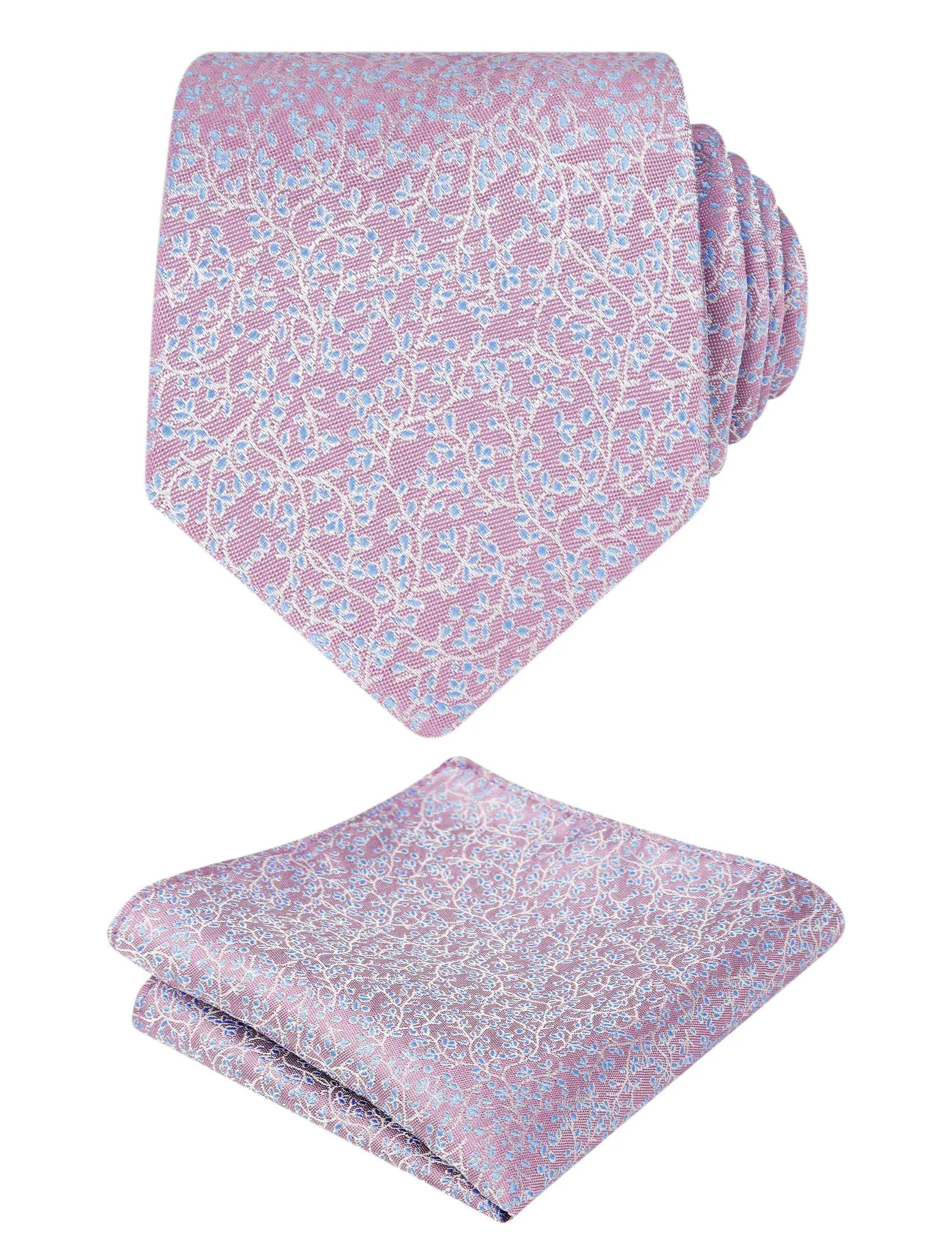 Men's 3.15inches Floral Printed Necktie with Hanky Set, 126