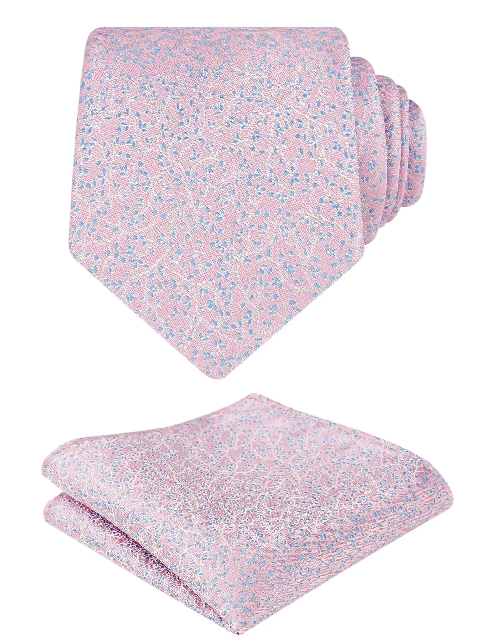 Men's 3.15inches Floral Printed Necktie with Hanky Set, 126
