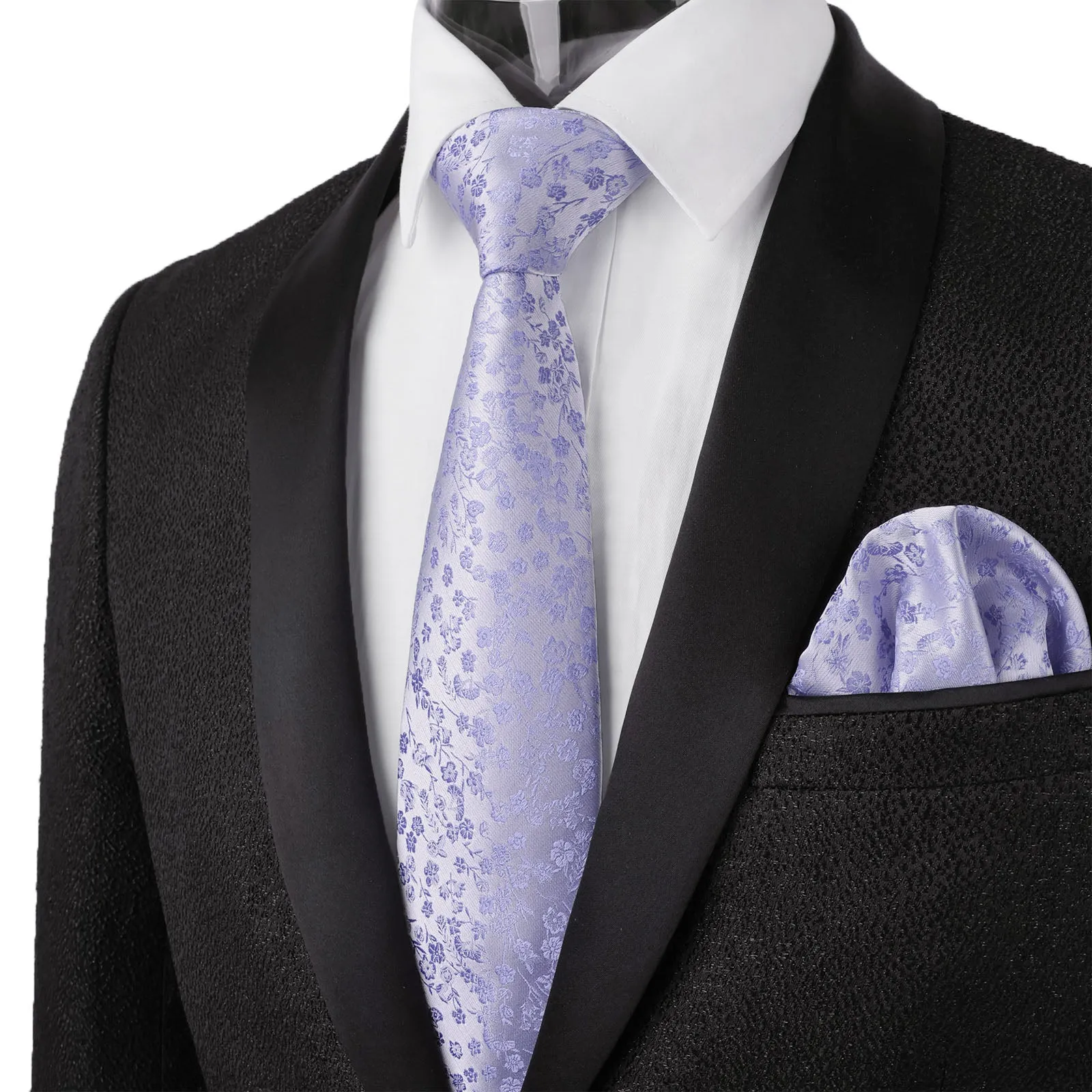 Men's 3.15inches Flower Printed  Light Color Rustic Tie  Handkerchief-126