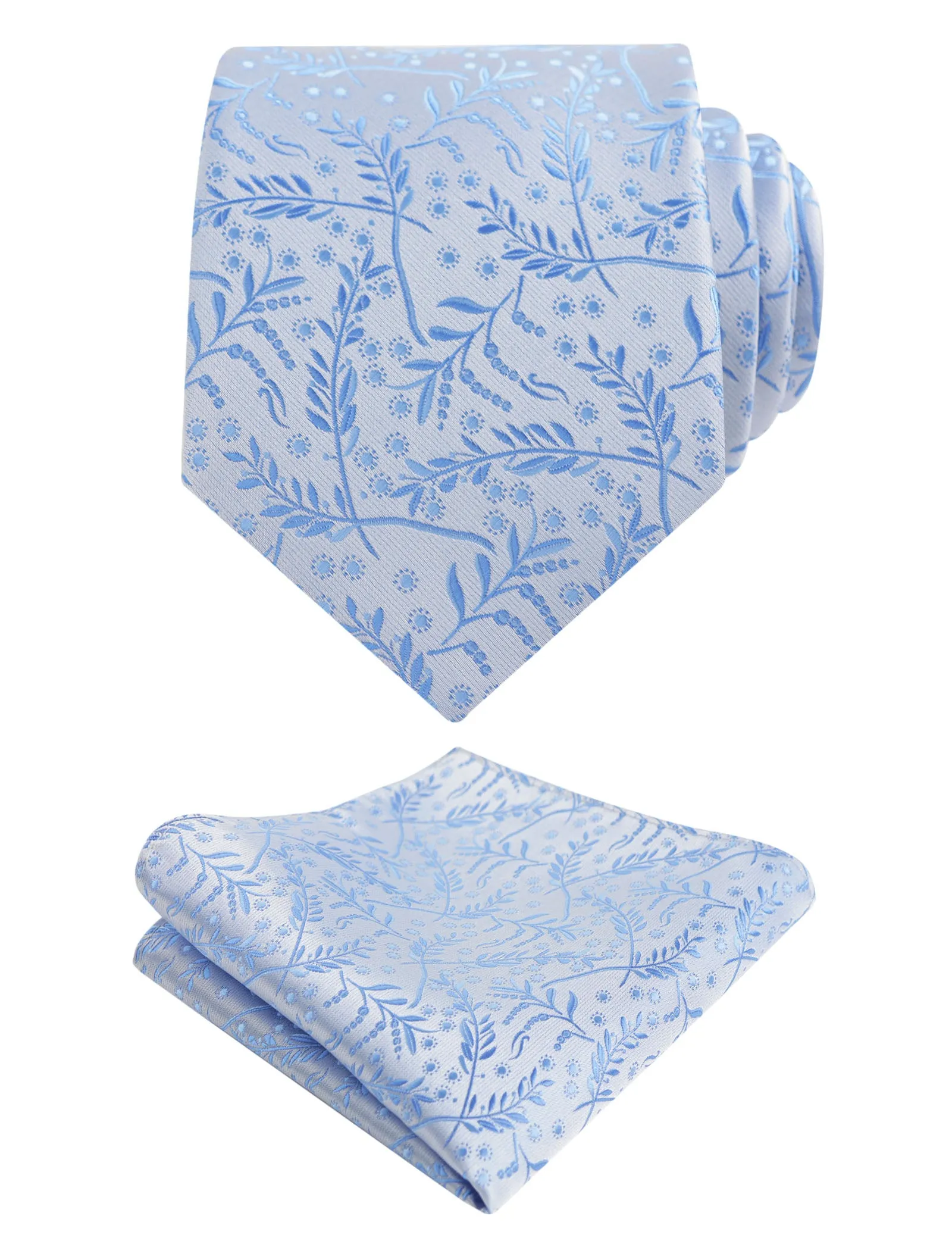 Men's 3.15inches Light Color Rustic Tie with Flower Printed Handkerchief-127