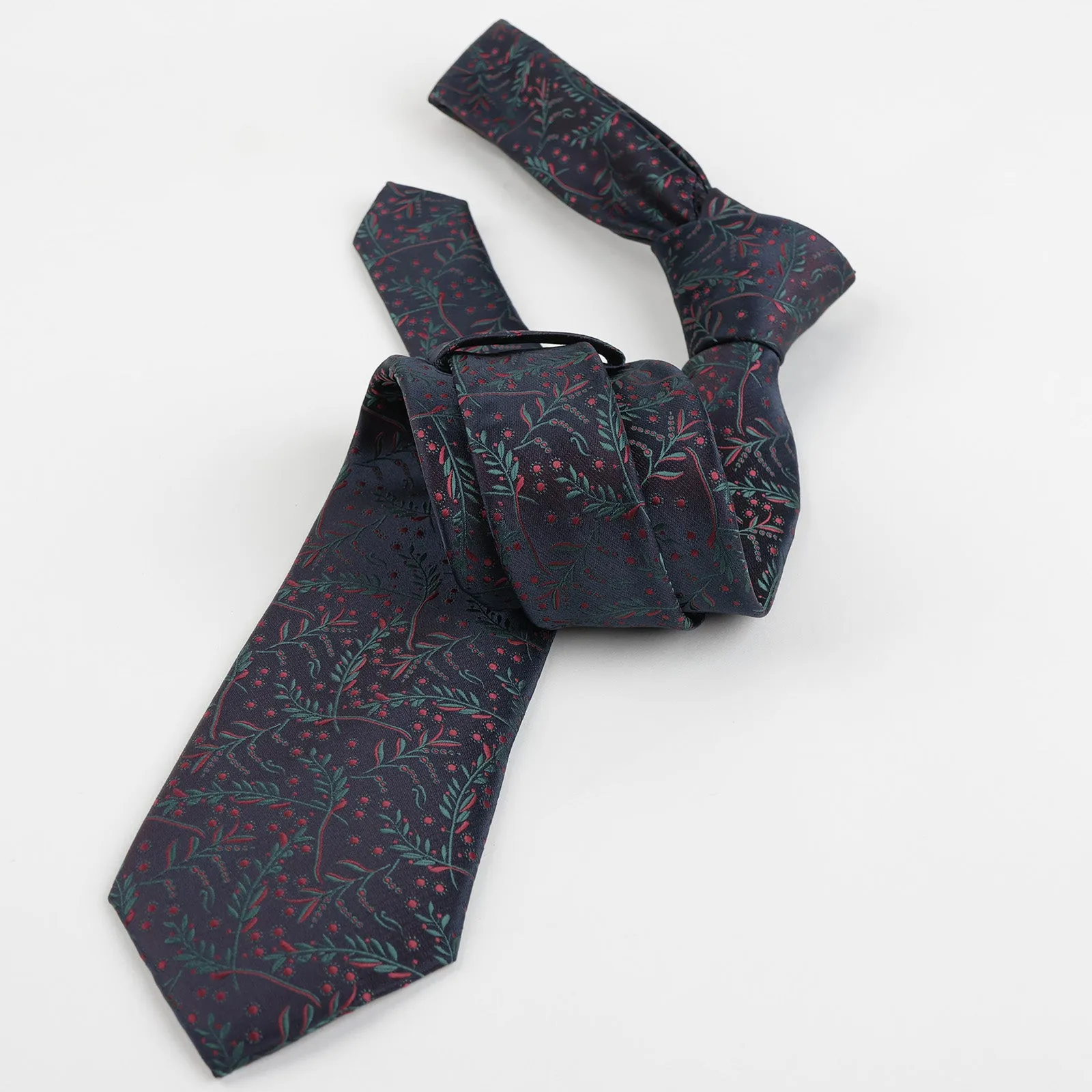 Men's 3.15inches Light Color Rustic Tie with Flower Printed Handkerchief-127