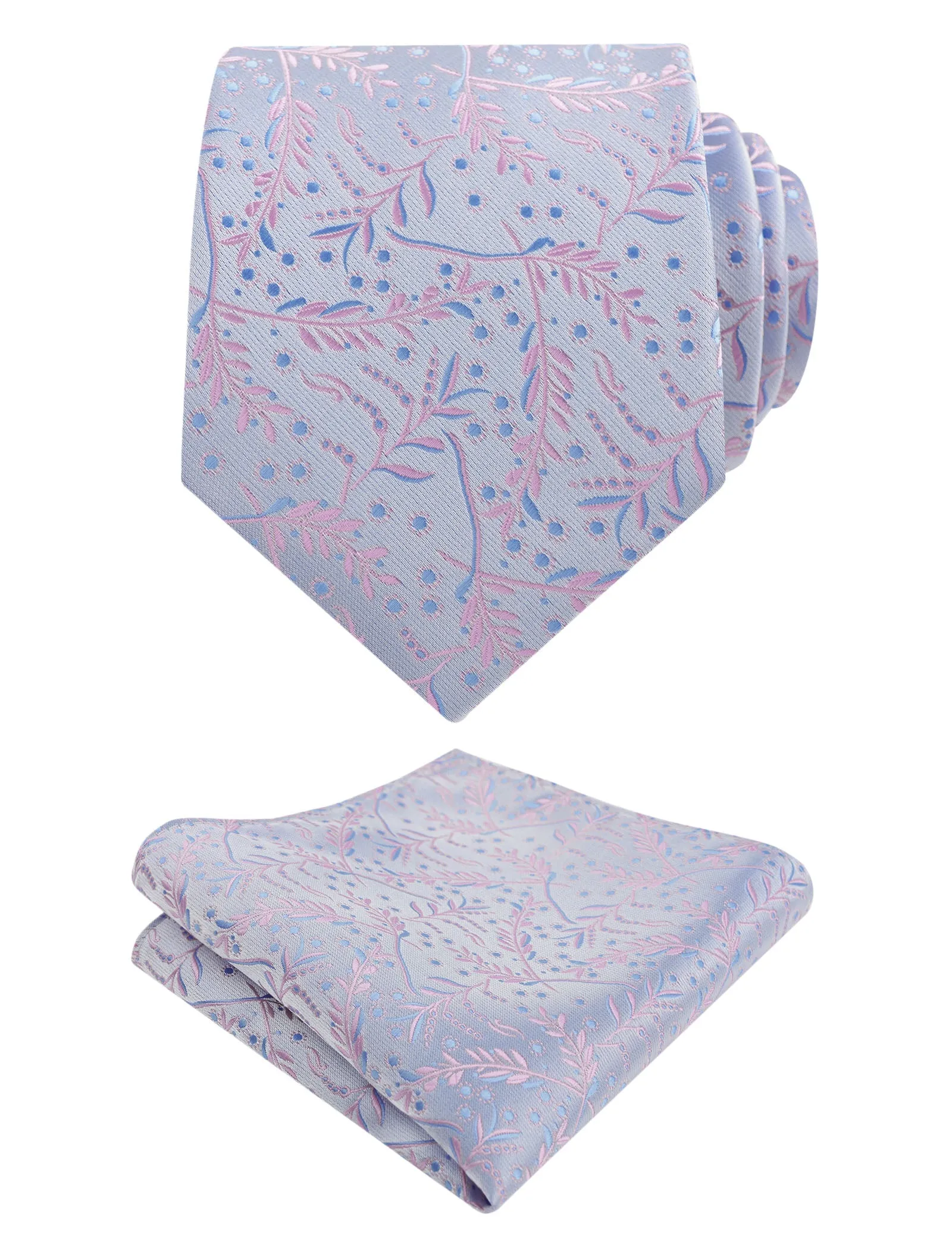 Men's 3.15inches Light Color Rustic Tie with Flower Printed Handkerchief-127