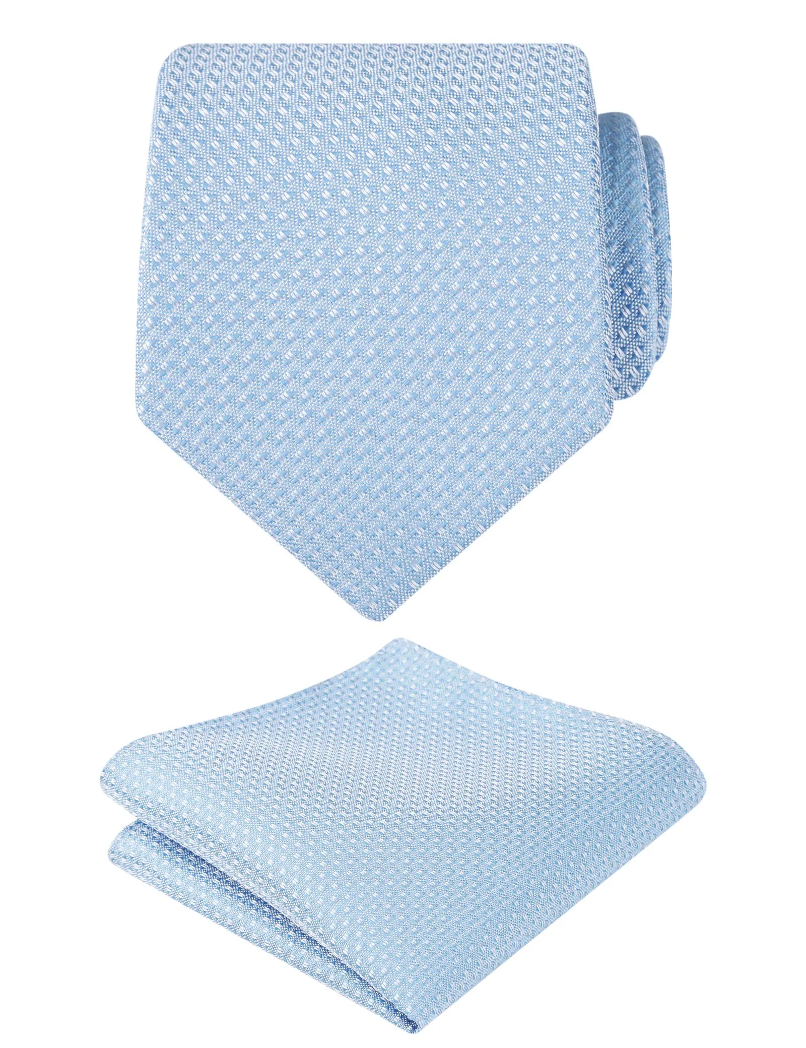 Men's 3.15" Solid Small Check Tie with Pocket Square Set for Business Formal Dress Wear, #140