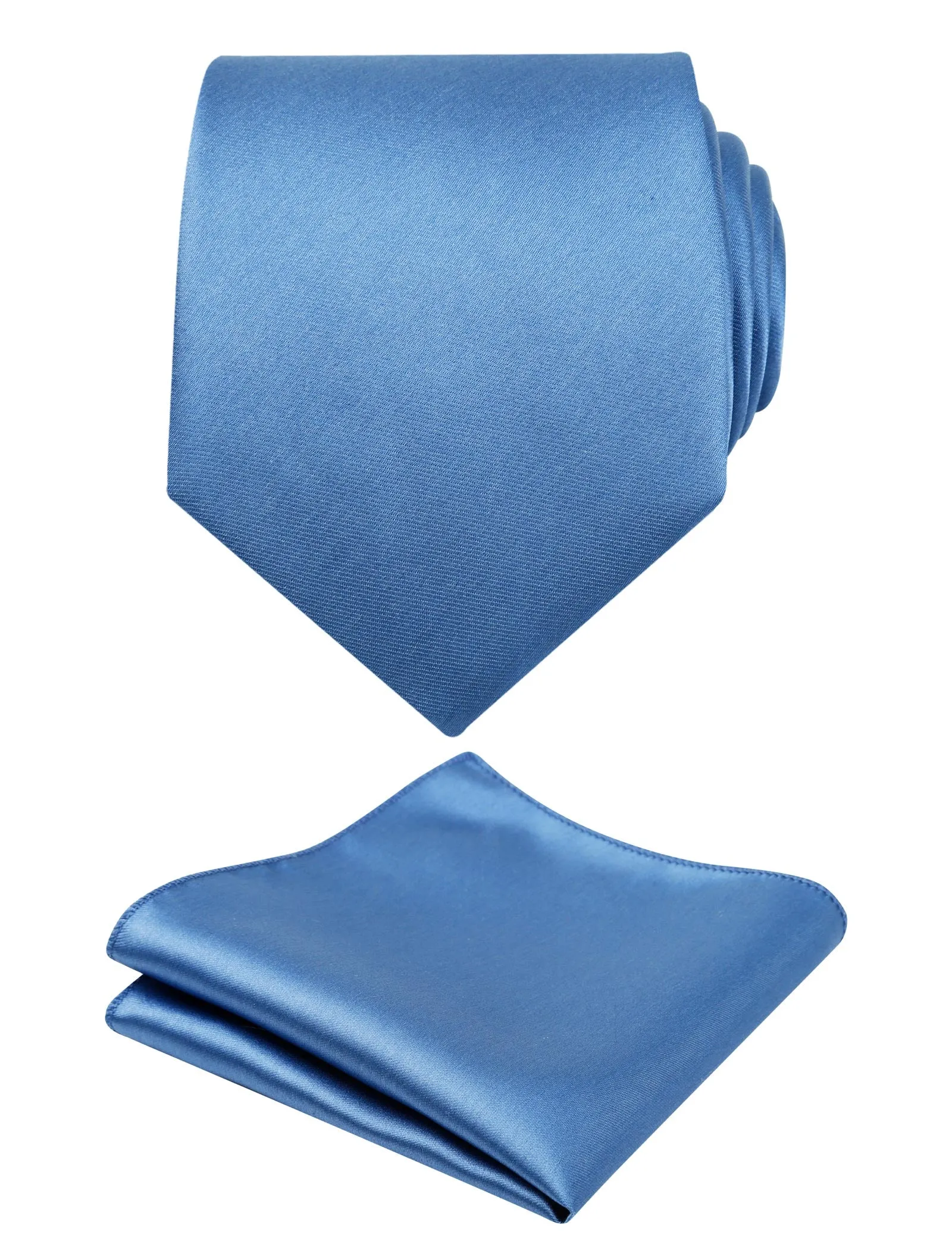 Men's 3.15" Solid Small Check Tie with Pocket Square Set for Business Formal Dress Wear, #140