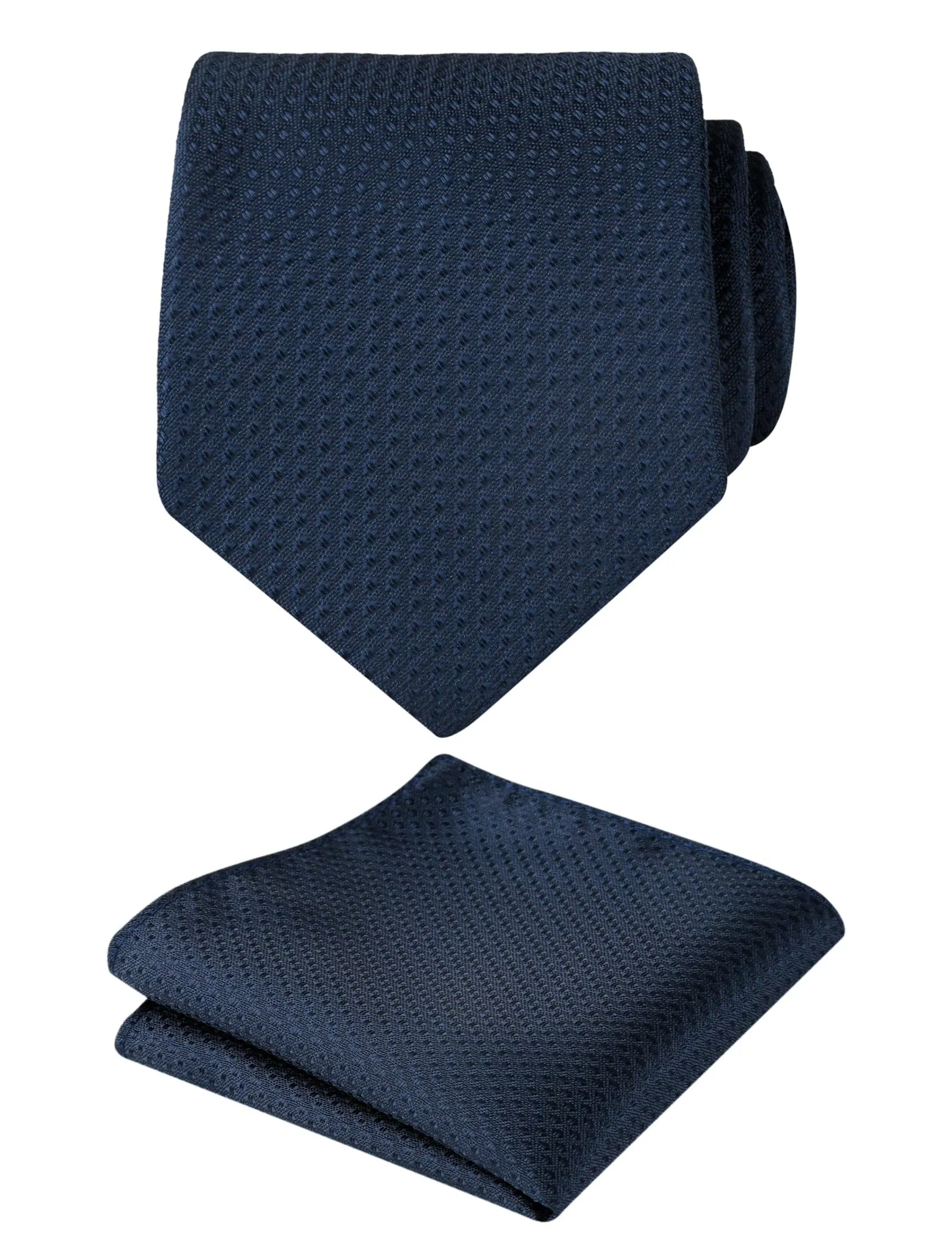 Men's 3.15" Solid Small Check Tie with Pocket Square Set for Business Formal Dress Wear, #140