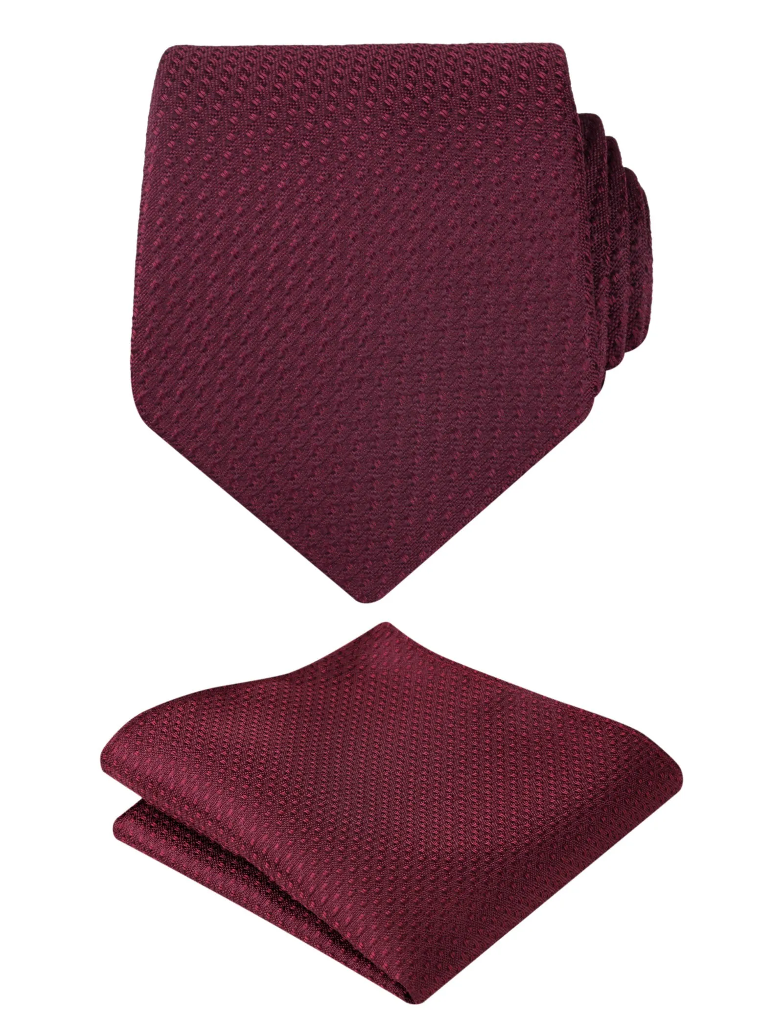 Men's 3.15" Solid Small Check Tie with Pocket Square Set for Business Formal Dress Wear, #140