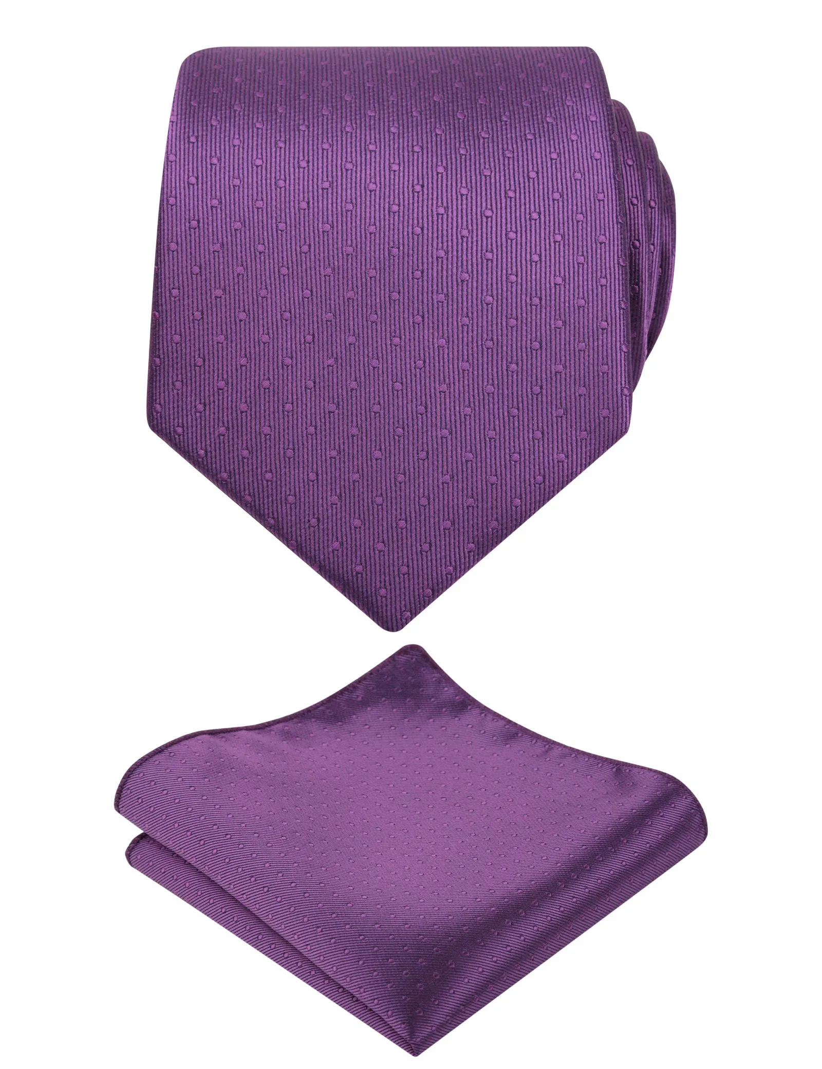 Men's 3.15" Solid Small Check Tie with Pocket Square Set for Business Formal Dress Wear, #140