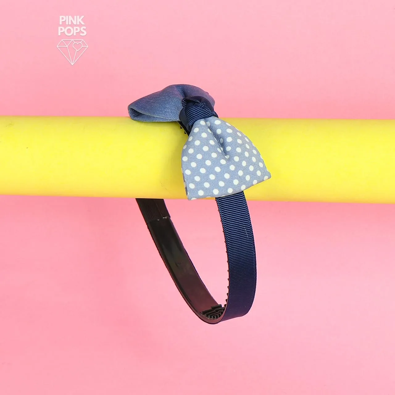 White Dotted Bule Headband